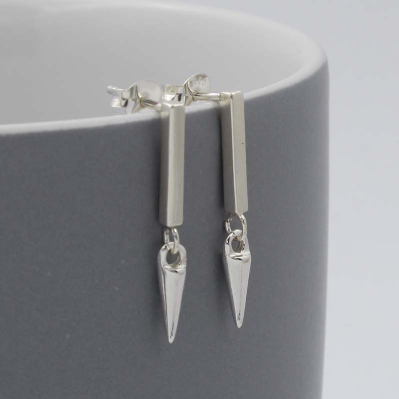 Silver Bar and Spike earrings